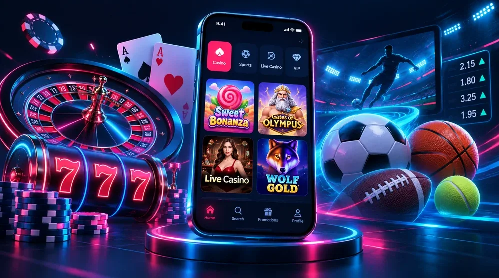 smartphone displaying casino app interface